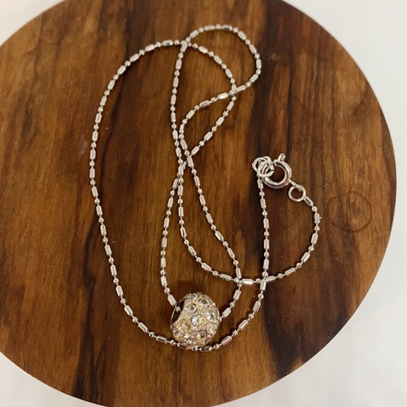 18k white gold plated necklace with disco ball - Picture 2 of 2